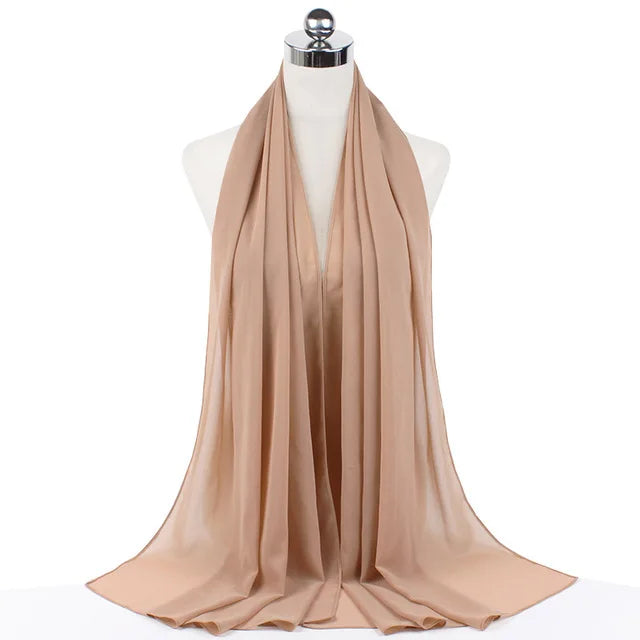 Damen Hijab – Weiches Chiffon- oder Baumwoll-Jersey Kopftuch | 70×180 cm | Schlicht & Elegant für Muslimische Frauen
