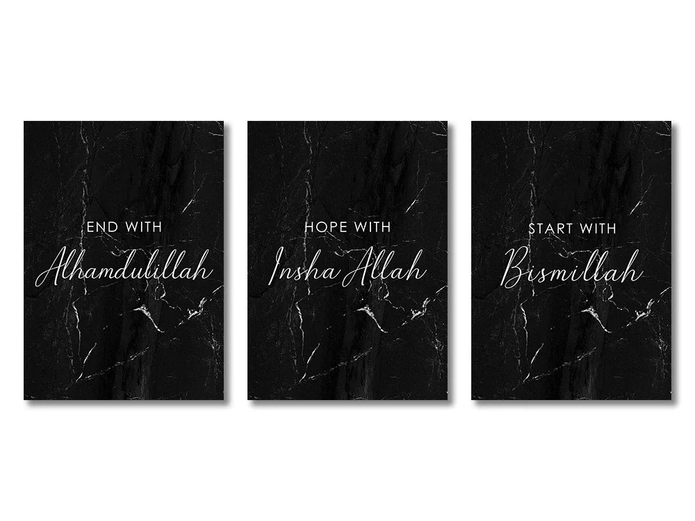 3-teiliges Islamisches Wandbild-Set in verschiedenen Designs – Ohne Bilderrahmen