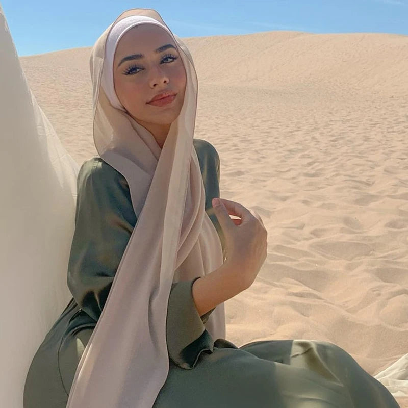 Damen Hijab – Weiches Chiffon- oder Baumwoll-Jersey Kopftuch | 70×180 cm | Schlicht & Elegant für Muslimische Frauen