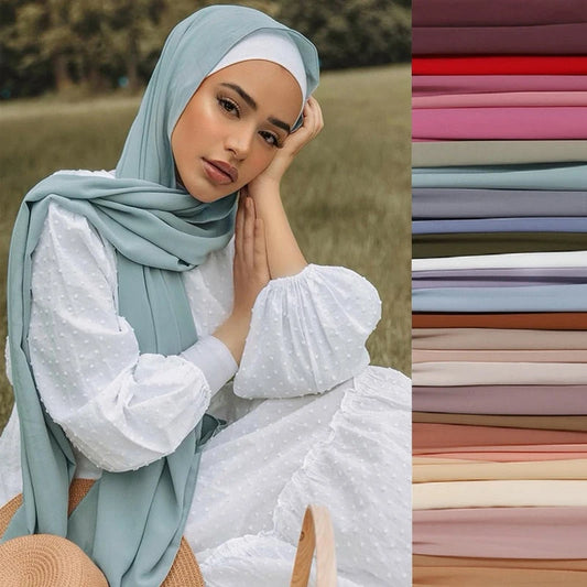 Damen Hijab – Weiches Chiffon- oder Baumwoll-Jersey Kopftuch | 70×180 cm | Schlicht & Elegant für Muslimische Frauen