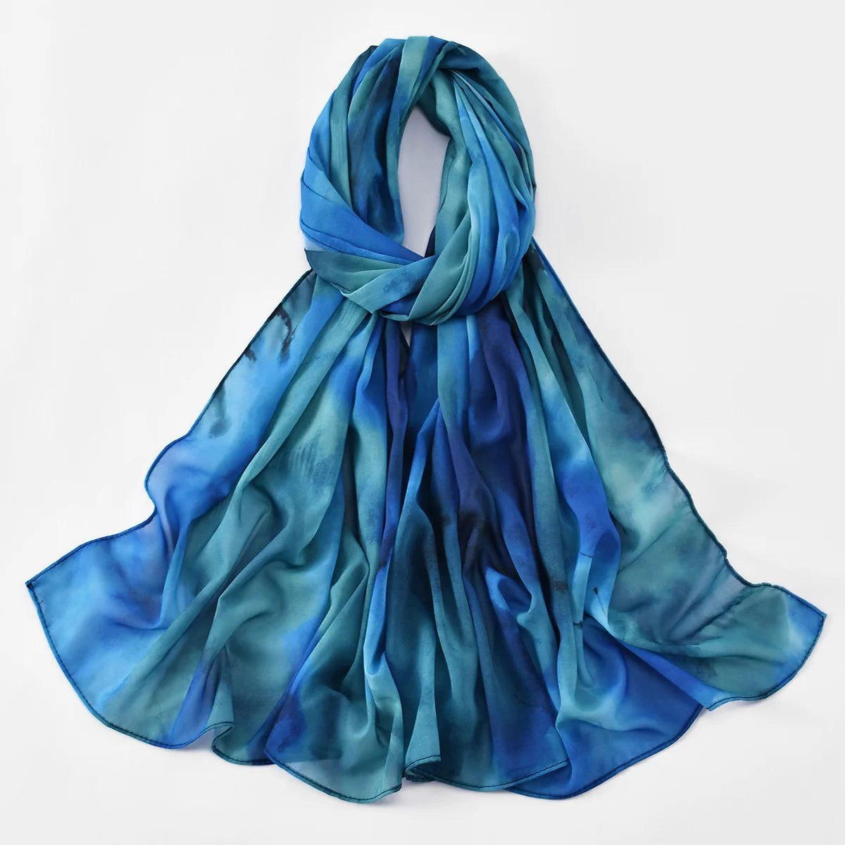 Leichter Chiffon Hijab mit Aquarell-Tie-Dye | Digital Print Kopftuch – Luftig, Stylisch & Elegant
