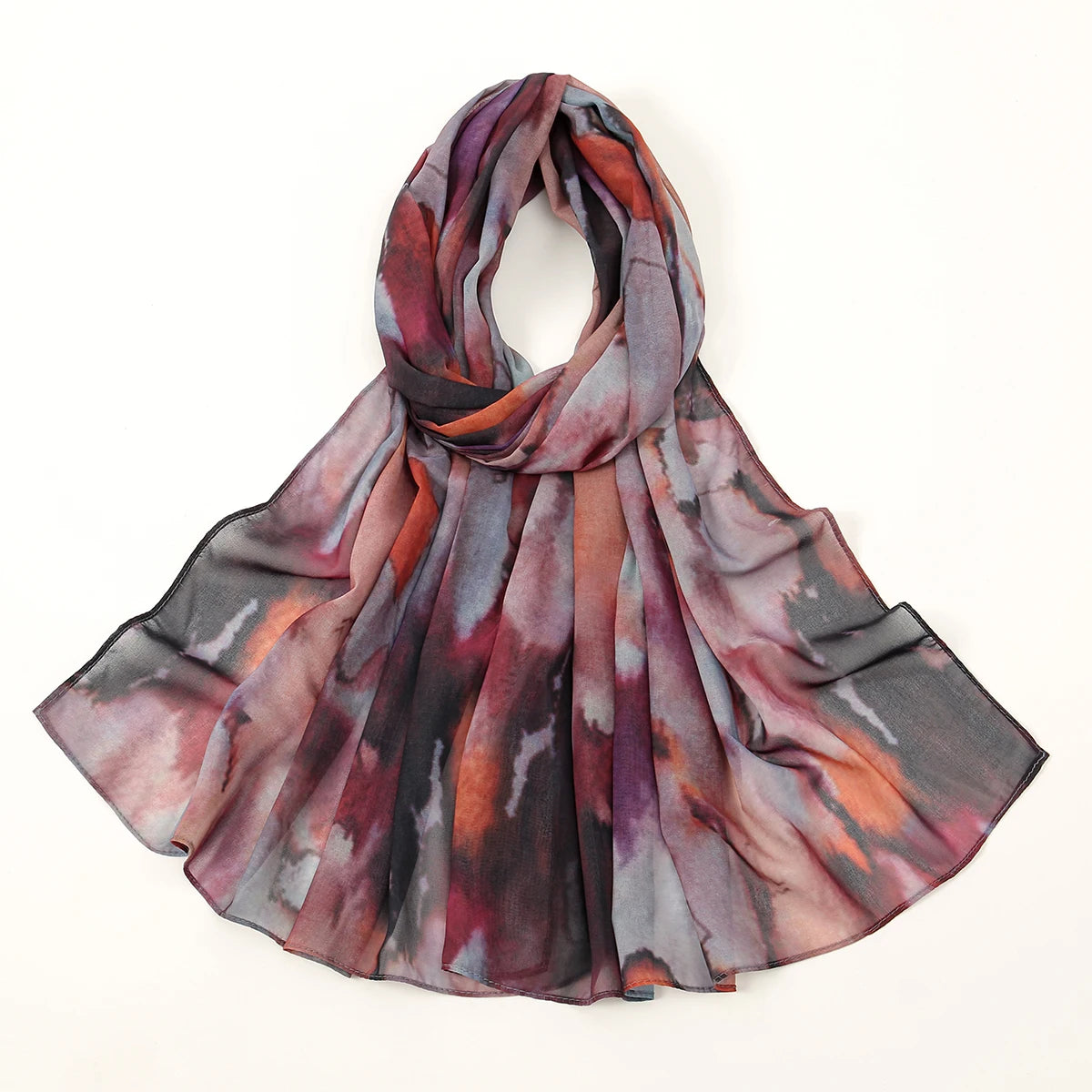 Leichter Chiffon Hijab mit Aquarell-Tie-Dye | Digital Print Kopftuch – Luftig, Stylisch & Elegant