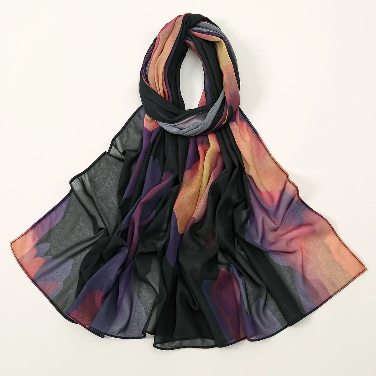 Leichter Chiffon Hijab mit Aquarell-Tie-Dye | Digital Print Kopftuch – Luftig, Stylisch & Elegant