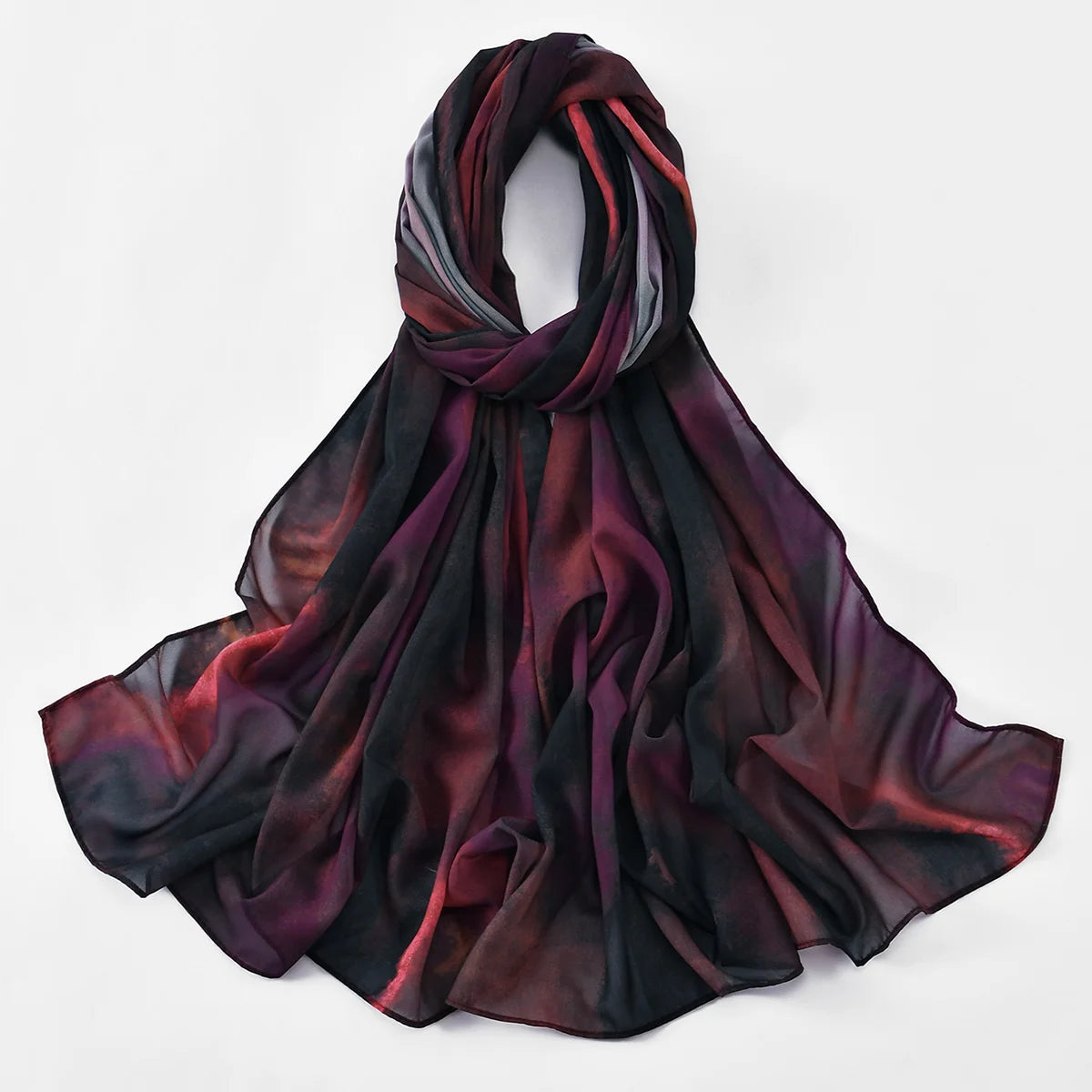 Leichter Chiffon Hijab mit Aquarell-Tie-Dye | Digital Print Kopftuch – Luftig, Stylisch & Elegant